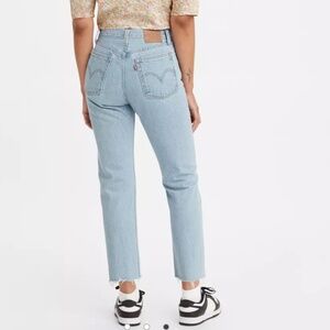 Levi’s Wedgie Straight Raw Hem Blue Denim Jeans 28